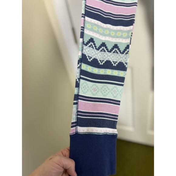 Victoria’s Secret Fair Isle Thermal Winter Pajama Set Size Small Waffle Henley - Picture 5 of 7